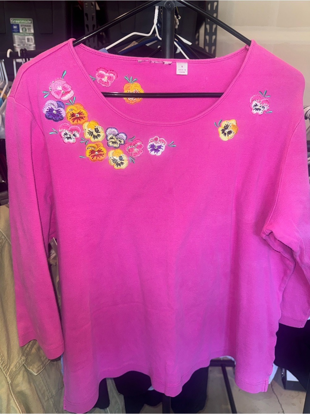 Vintage Pink Embroidered Flower Top